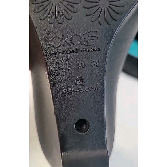 OkaB Matte Black Peep Toe Wedge Women’s Size 9 Sandals – Excellent - Picture 5 of 10